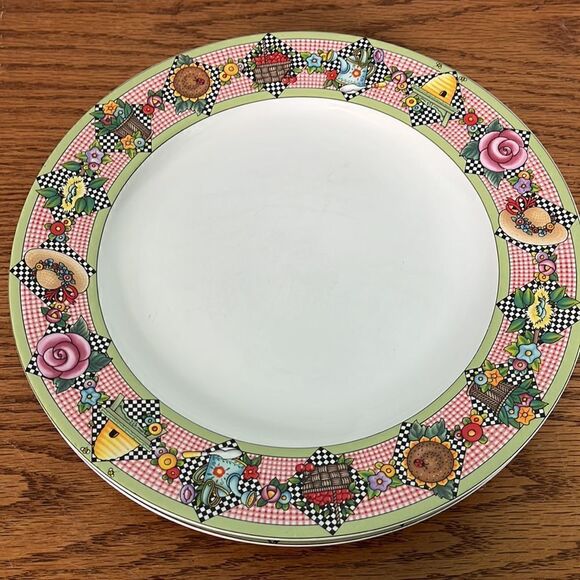 Vintage Sakura Mary Engelbreit Garden Time Plates set 2 spring summer - Picture 2 of 5